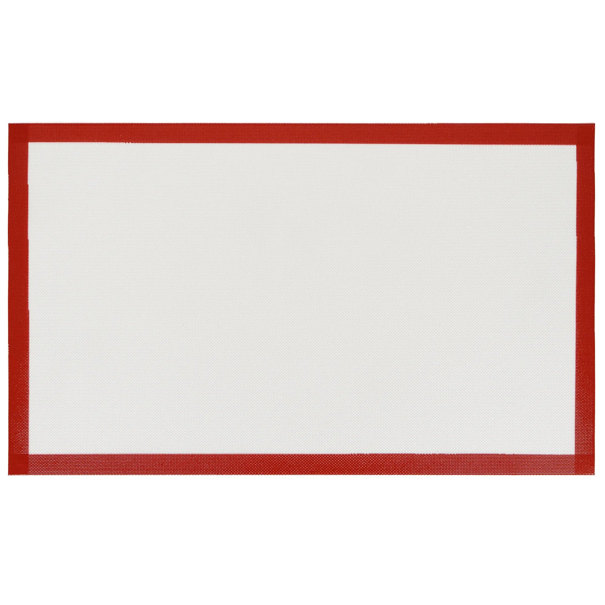 Bake-O-Glide Professional Silicone Mesh Baking Mat on a white background, white silicone mesh with red border.