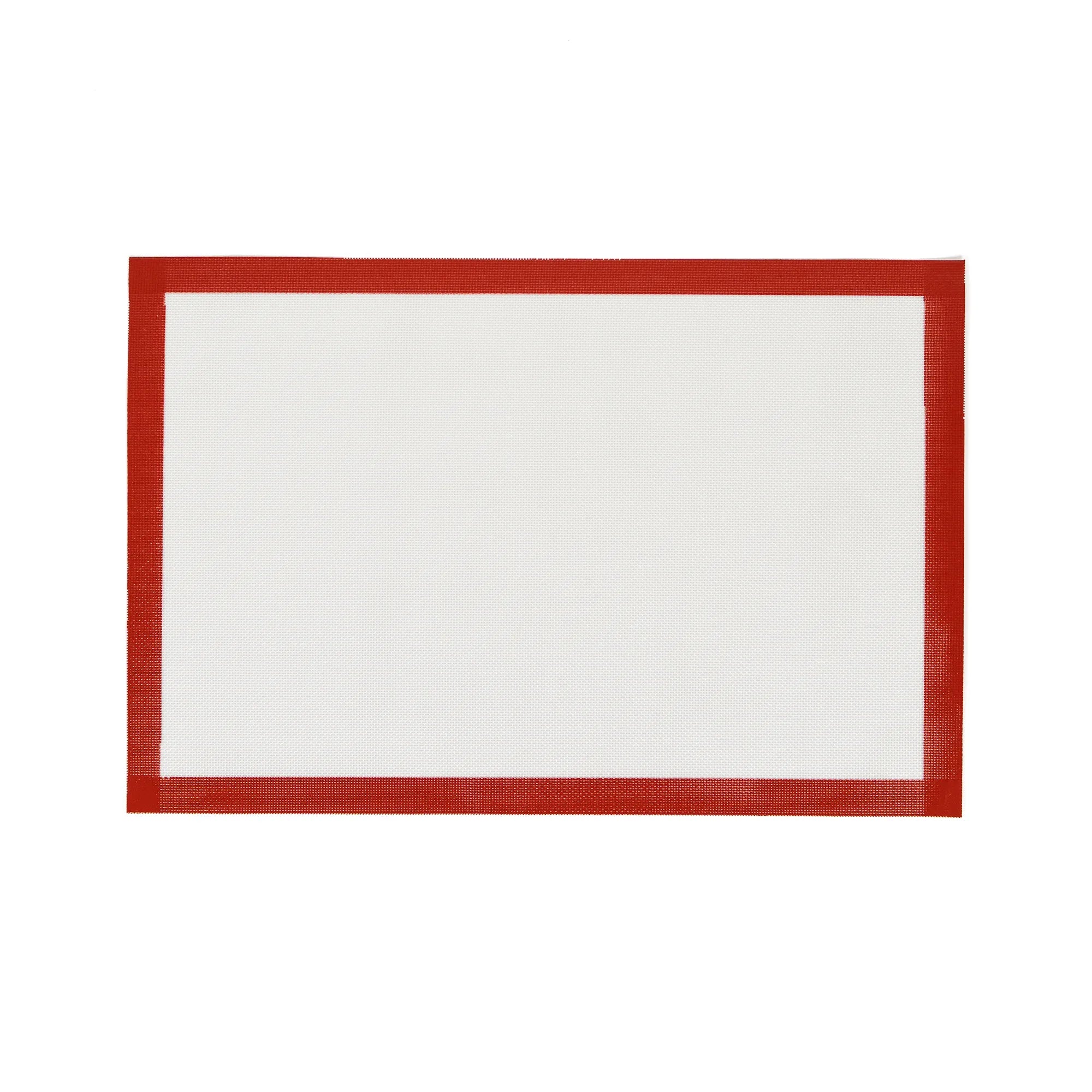 Bake-O-Glide Professional Silicone Mesh Baking Mat on a white background, white silicone mesh with red border.