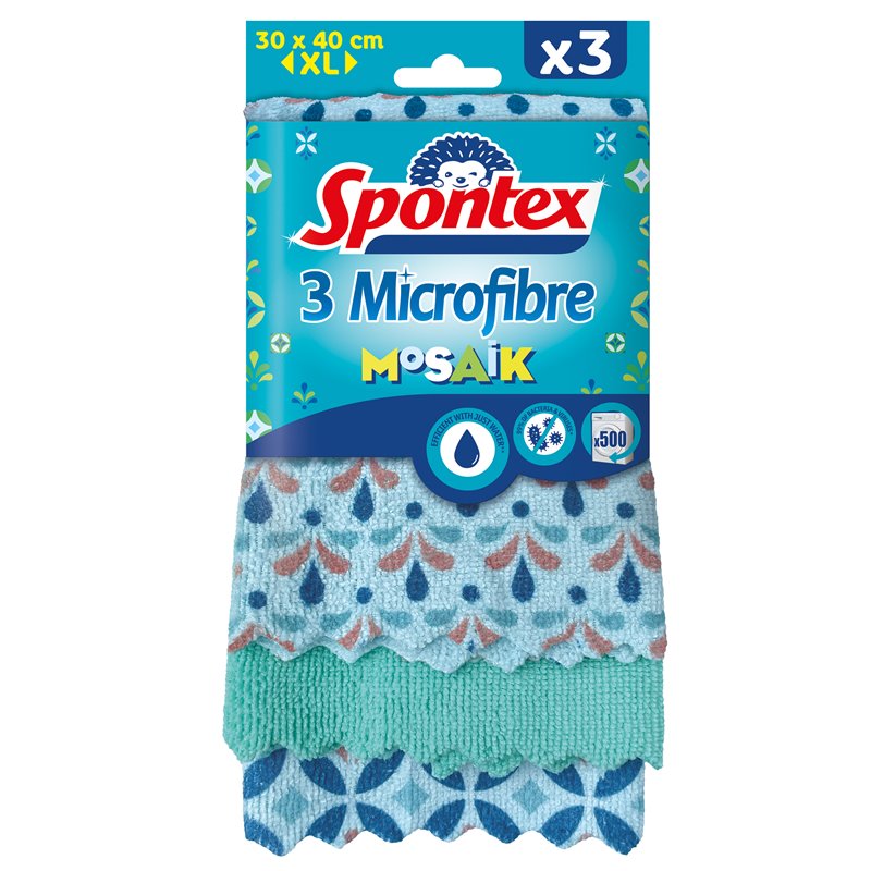 Spontex Microfibre Mosaik Cloths (Pack of 3)