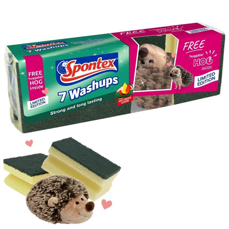 Spontex Wash-Ups (7pk) + Free Hog Toy