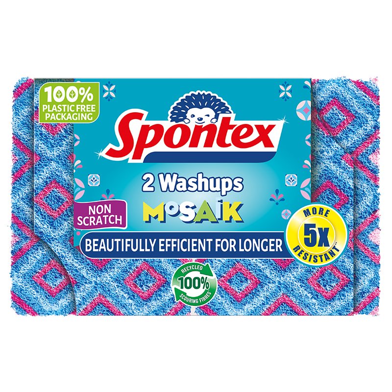 Spontex Washups Mosaik Non Scratch Sponge Scourers (Pack of 2) - Bake-O-Glide®